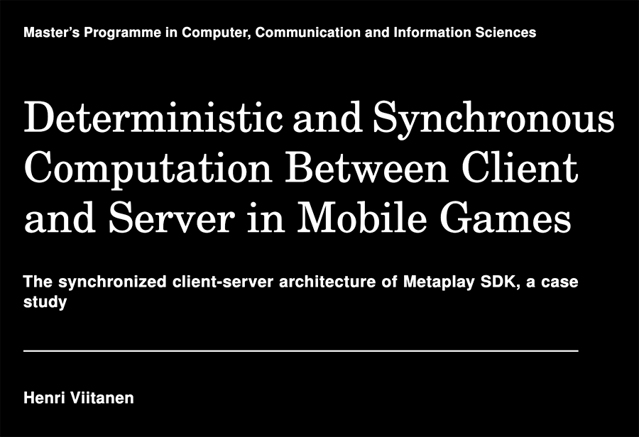 Master's thesis, Msc in Game Design and Production